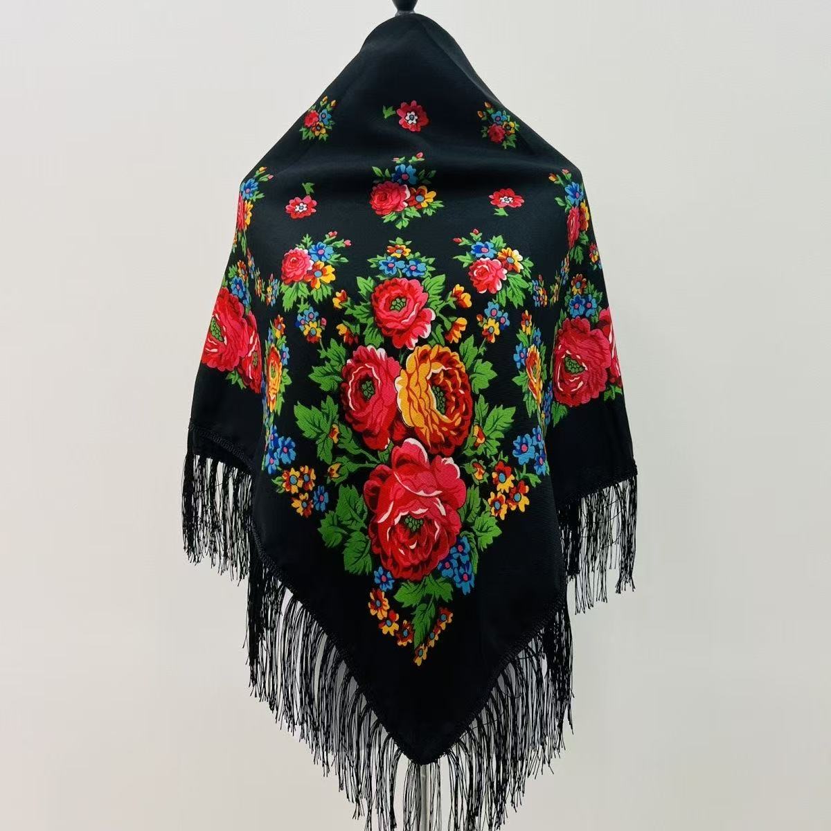 Bandana Cotton - 120*120cm Luxury Floral Russian National Square