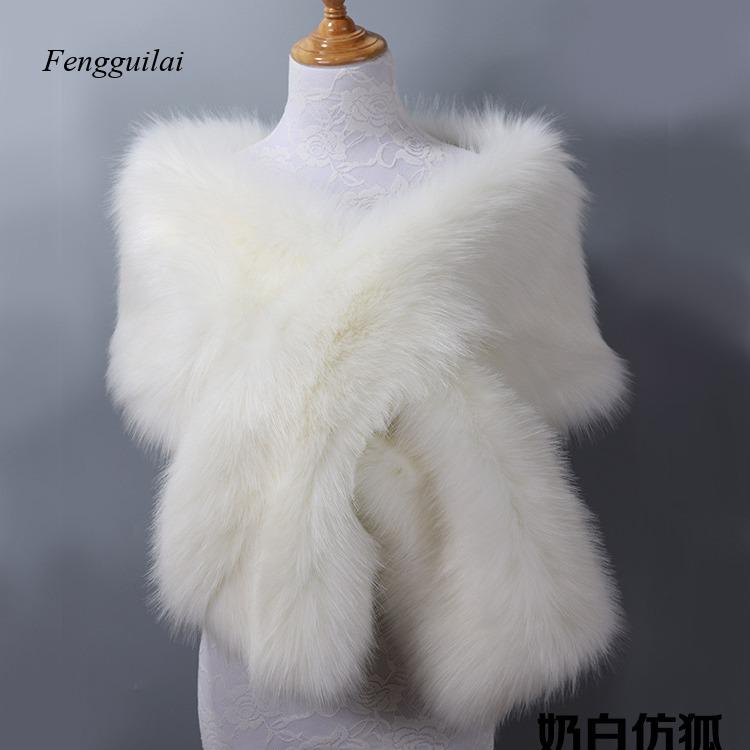 Women's White Faux Fur Shawl B - Stole Wedding Shawl recension och pris