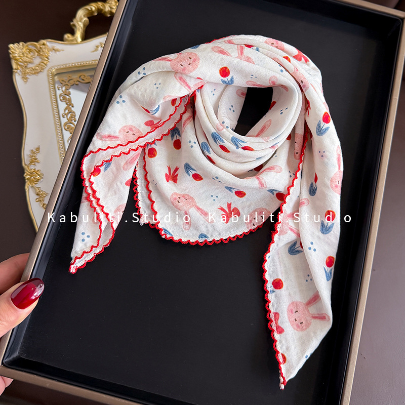 Cotton Linen Square Scarf  58  - Ascot Neck Scarf recension och pris