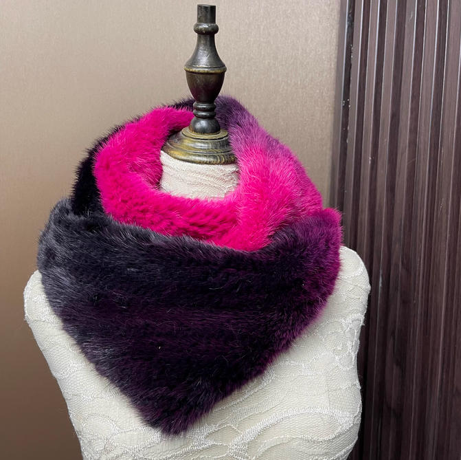 Ombre Color Genuine Mink Fur S - Infinity Scarf Knit recension och pris