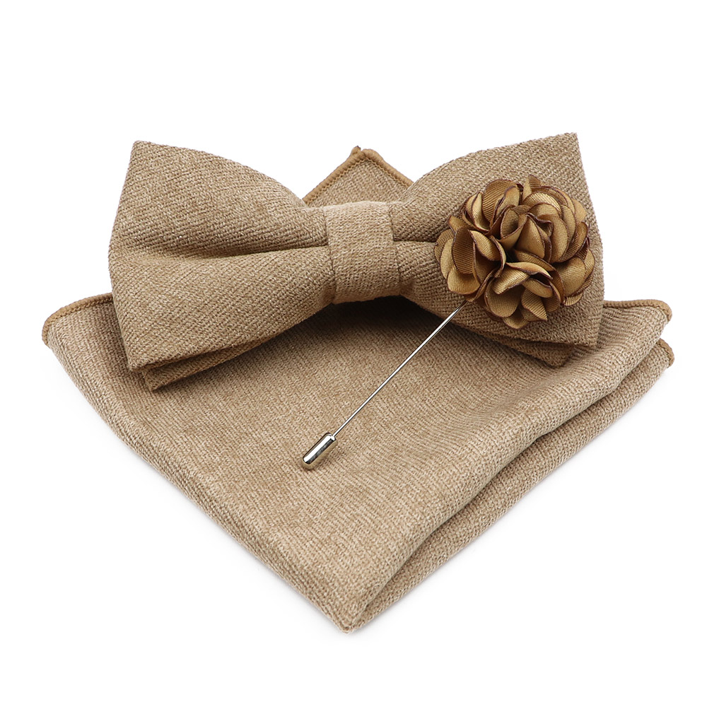 Mens Solid Color Cotton Bowtie - Handkerchief Cotton Men recension och pris