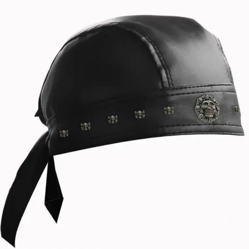 PU Leather Black Biker Adjusta - Bandana Doo Rag recension och pris