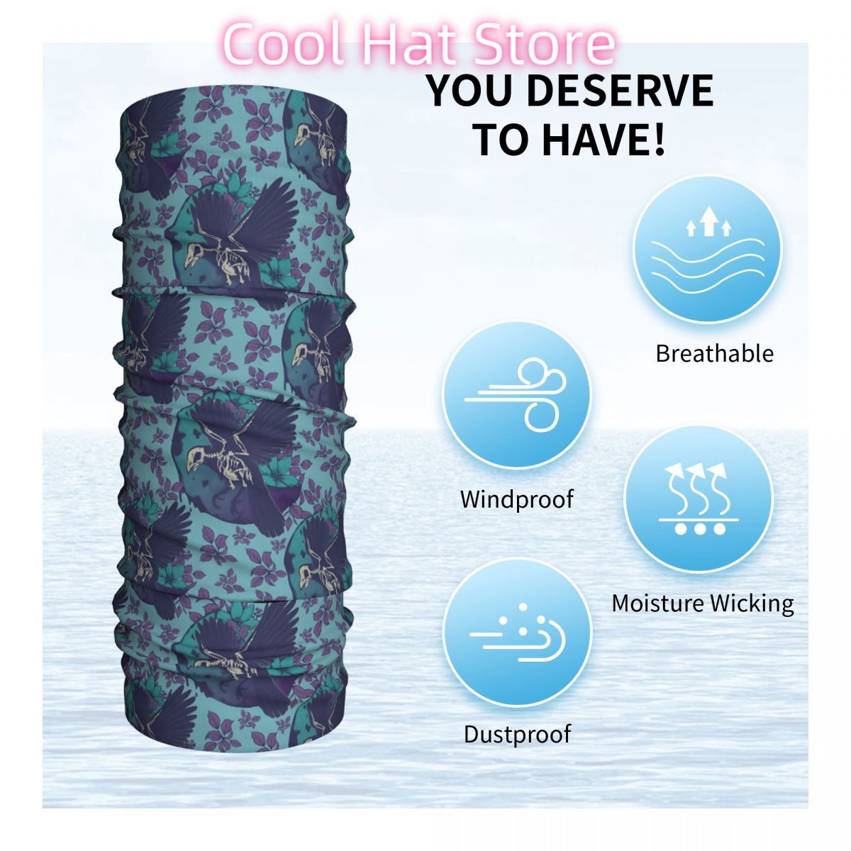 Raven Skeleton And Moon Headba - Neck Warmer Tube recension och pris