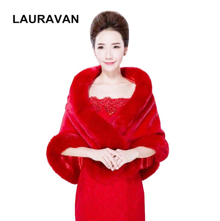 Red Bridal Wraps Winter Faux F - Stole Wedding Shawl recension och pris